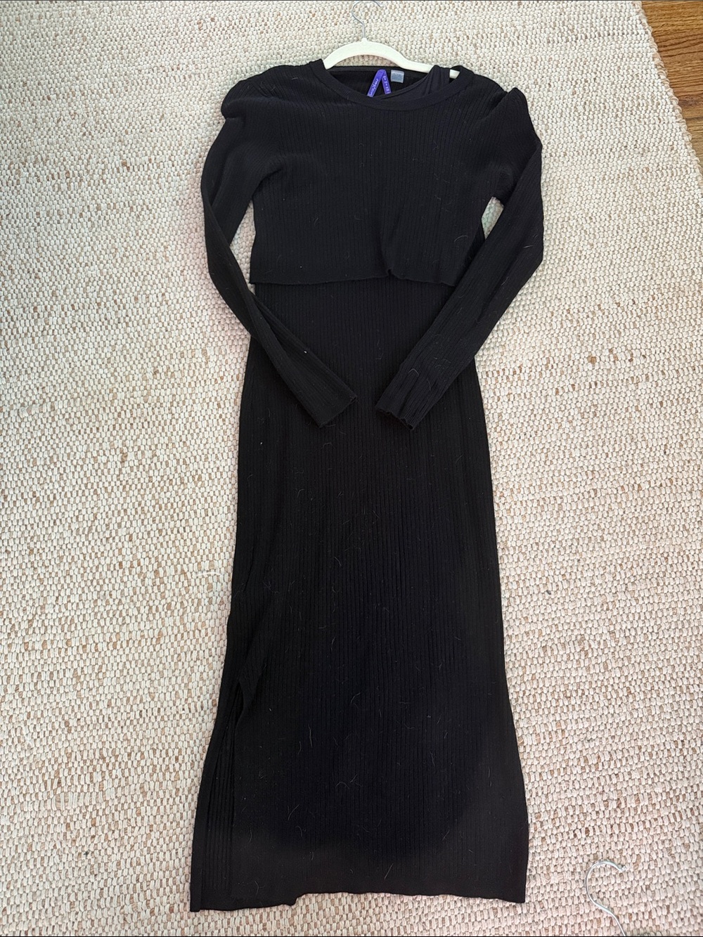 Seraphine Black Ribbed Long Sleeve Maxi Knit Dress